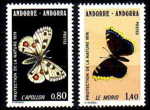 Andorra frz. Mi.Nr. 279-80 Naturschutz Schmetterlinge (2 Werte)
