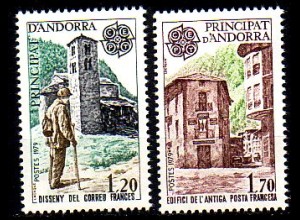 Andorra frz. Mi.Nr. 297-98 Europa 79, Post- und Fernmeldewesen (2 Werte)
