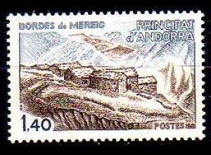 Andorra frz. Mi.Nr. 312 Architektur, Almhütten Bordes de Mereig (1,40)