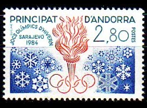 Andorra frz. Mi.Nr. 348 Olympia Sarajewo, Fackel, Schneekristalle (2,80)