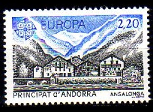 Andorra frz. Mi.Nr. 369 Europa 86, Ortsansicht von Ansalonga (2,20)