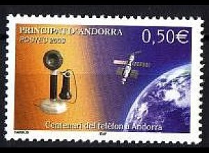 Andorra frz. Mi.Nr. 607 100 Jahre Telefon, hist. Telefon, Satellit (0,50)