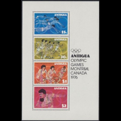 Antigua Mi.Nr. Block 25 Olympia 1976 Montreal, u.a. Schwimmen, Rad, Laufen 
