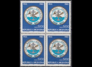 Argentinien Mi.Nr. 1623 Tag der Marine, 50 J.Argent.Marineverein (Viererblock)