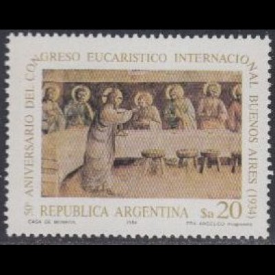 Argentinien Mi.Nr. 1711 Eucharistischen Kongreßes 1934, Gemälde Abendmahl (20)