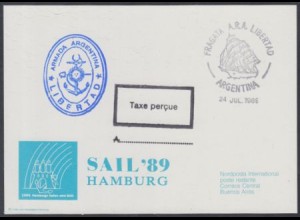 Argentinien, Karte Sail '89 Hamburg, Argent.Fregatte A.R.A. LIBERTAD, s.Bild