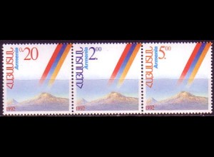Armenien Mi.Nr. Zdr.194-96 Unabhängigkeit, Ararat und Nationalflagge 