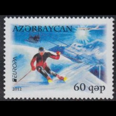 Aserbaidschan Mi.Nr. 916A Europa 12, Besuche; Flugzeug über Skigebiet (60)