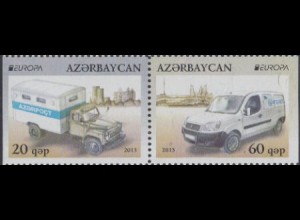 Aserbaidschan Mi.Nr. Zdr.973Dl+974Dr Europa 13 Postfahrzeuge
