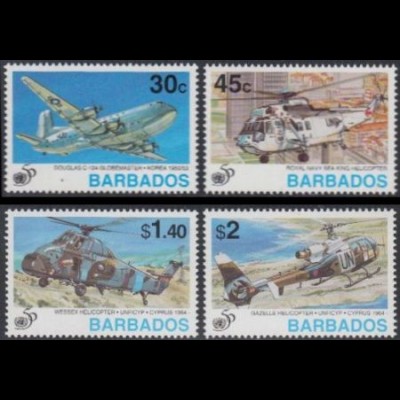 Barbados Mi.Nr. 885-88 50Jahre UNO, Flugzeug und Hubschrauber (4 Werte)