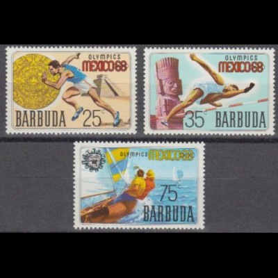 Barbuda Mi.Nr. 28-30 Olympia 1968 Mexiko (3 Werte)