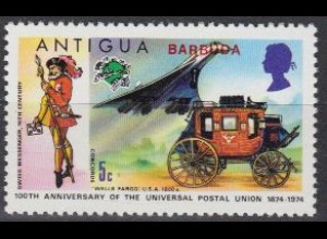 Barbuda Mi.Nr. 153 100J. UPU, Concorde, Kutsche (5)
