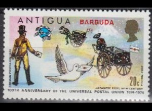 Barbuda Mi.Nr. 154 100J. UPU, jap. Postbeförderung 19.Jh., Briefaube (20)