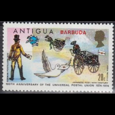 Barbuda Mi.Nr. 154 100J. UPU, jap. Postbeförderung 19.Jh., Briefaube (20)