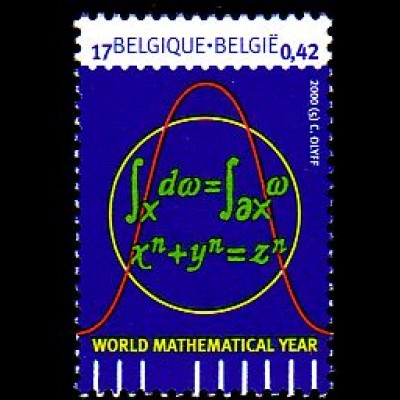 Belgien Mi.Nr. 2941 Internationales Jahr der Mathematik (17 Fr/0,42 €)