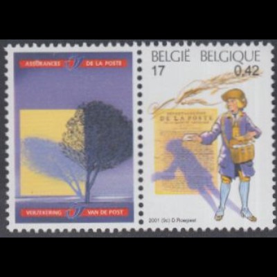 Belgien Mi.Nr. 3048Zf BELGICA '01, Briefträger (Zierf./ 17/0,42)