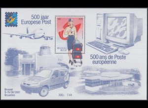 Belgien Mi.Nr. Block 81 BELGICA '01, 500J. Europ.Post, Briefträgerin