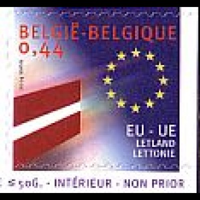 Belgien Mi.Nr. 3345 Erweiterung der EU: Lettland-Flagge (selbstkl.) (0,44)