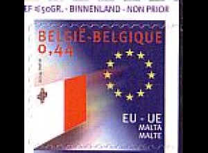 Belgien Mi.Nr. 3347 Erweiterung der EU: Malta-Flagge (selbstkl.) (0,44)