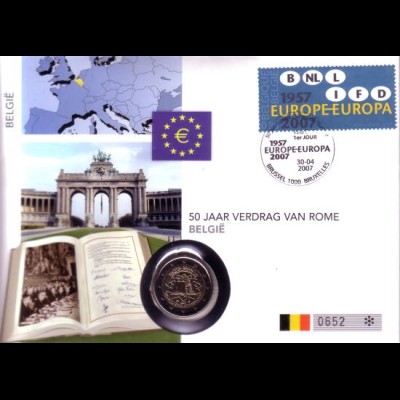 Belgien, Mi.Nr. 3683 Römische Verträge, 2 €-Münze