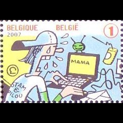 Belgien Mi.Nr. 3762 Fest der Briefmarke, Jugendlicher schreibt E-Mail (1)