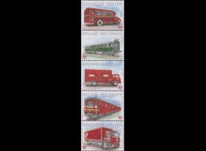 Belgien Mi.Nr. Zdr.4102-06 Postfahrzeuge, Postbus, LKW, Postzug (Fünferstreifen)