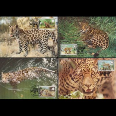 Belize Mi.Nr. 719-22 Weltweiter Naturschutz, Jaguar (4 Maximumkarten)