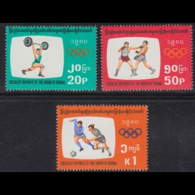 Birma Mi.Nr. 278-80 Olympische Sommerspiele Moskau 1980 (3 Werte)
