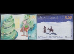 Bosnien-Herz.Kroat. Mi.Nr. Zdr.141+40 Weihnachten, Heilige Familie, Postbote