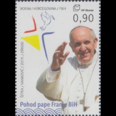 Bosnien-Herz.Kroat. Mi.Nr. 414 Besuch von Papst Franziskus (0,90)