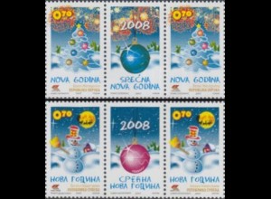 Bosnien-Herz.Serb. Mi.Nr. Zw.413-14 Weihnachten,Neujahr (jew.Marke/Zwsteg/Marke)