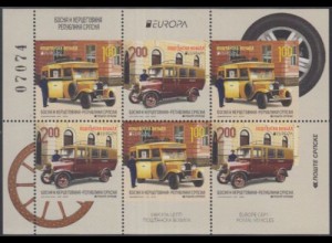 Bosnien-Herz.Serb. Mi.Nr. H.Blatt 16 Europa 13, Postfahrzeuge (mit 3x592-93D/E)
