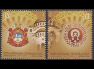 Bosnien-Herz.Serb. MiNr. 786-87 800J. Serbisch-Orthodoxe Kirche (2 Werte)