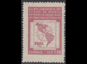 Brasilien Mi.Nr. 779 Regionalkonferenz der ILO, Landkarte (1,50)