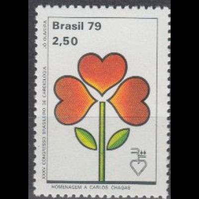 Brasilien Mi.Nr. 1714 Kardiologen-Kongreß, Blume aus Herzen (2,50)