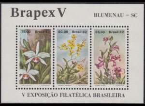 Brasilien Mi.Nr. Block 49 Briefmarkenausstellung Brapex V, Orchideen 
