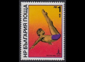 Bulgarien Mi.Nr. 2845 Olymp. Sommerspiele Moskau 1980, Kunstspringen (1)