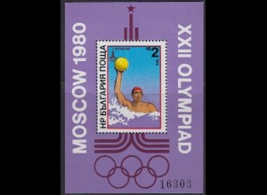 Bulgarien Mi.Nr. Block 98 Olymp. Sommerspiele Moskau 1980, Wasserball 
