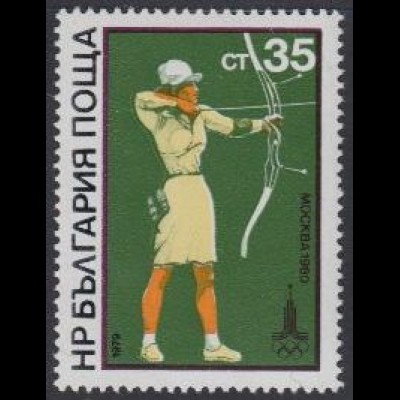 Bulgarien Mi.Nr. 2856 Olymp. Sommerspiele Moskau 1980, Bogenschießen (35)