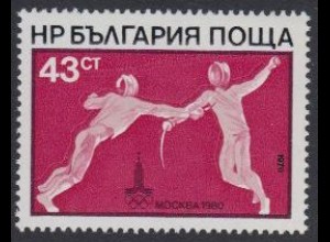 Bulgarien Mi.Nr. 2857 Olymp. Sommerspiele Moskau 1980, Florettfechten (43)