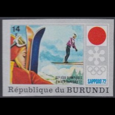 Burundi Mi.Nr. 847B Olympia 1972 Sapporo, Skispringen, ungezähnt (14)