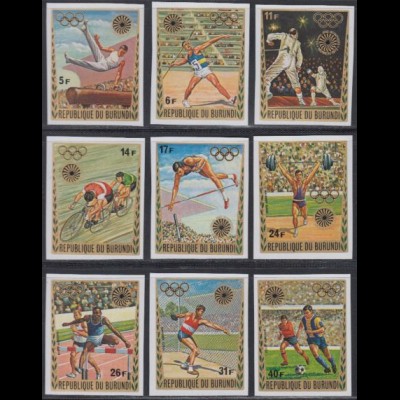 Burundi Mi.Nr. 858-66B Olympia 1972 München, ungezähnt (9 Werte)