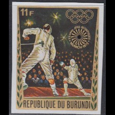 Burundi Mi.Nr. 860B Olympia 1972 München, Fechten, ungezähnt (11)