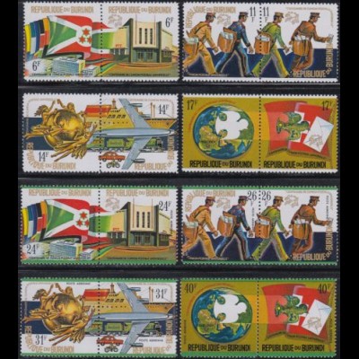 Burundi Mi.Nr. 1069-84A 100Jahre Weltpostverein (8 Zus.drucke)