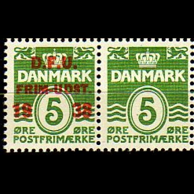Dänemark Mi.Nr. 243+198II Dän.Phil.tag, Paar mit+ohne Aufdr., Aufdruckm. links