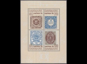 Dänemark Mi.Nr. Block 2 Int.Briefmarkenausstellung HAFNIA'76, erste Marken