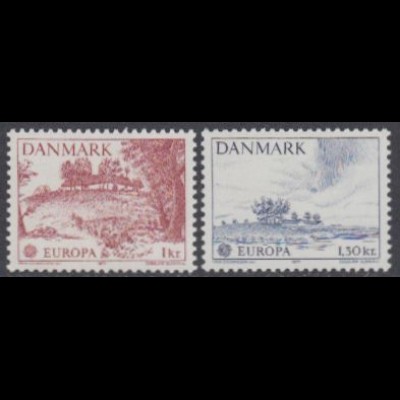 Dänemark Mi.Nr. 639-40 Europa 77, Landschaften (2 Werte)