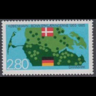 Dänemark Mi.Nr. 829 Bonn-Kopenhagener Erklärungen, Landkarte, Flaggen (2.80)
