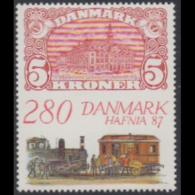 Dänemark Mi.Nr. 900 Int.Briefmarkenausstellung HAFNIA'87, Lok, alte Marke (280)