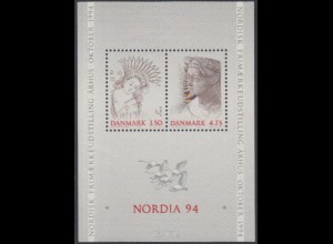 Dänemark Mi.Nr. Block 8 Int.Briefmarkenausstellung NORDIA'94, Margrethe I